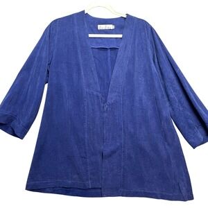 PalaPala Women's Artsy Lagenlook Blue Blazer‎ Jacket S/M 3/4 Sleeve Cobalt
